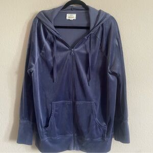 Offline by Aerie Women's Blue Velour Hoodie Jacket size M winter cozy